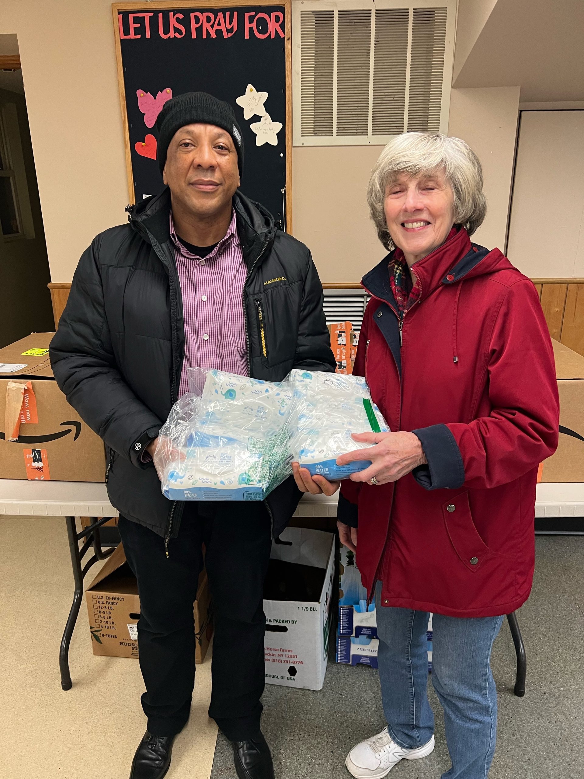 Baby wipes donated to Trinity United Methodist Church